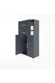 Arges Dolap Tek Raflı 2 Çekmeceli 2 Kapaklı 60x30x134 Antrasit-Antrasit