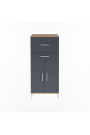 Arges Dolap Tek Raflı 2 Çekmeceli 2 Kapaklı 60x30x134 Çam-Antrasit