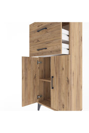 Arges Dolap Tek Raflı 2 Çekmeceli 2 Kapaklı 60x30x134 Çam-Çam