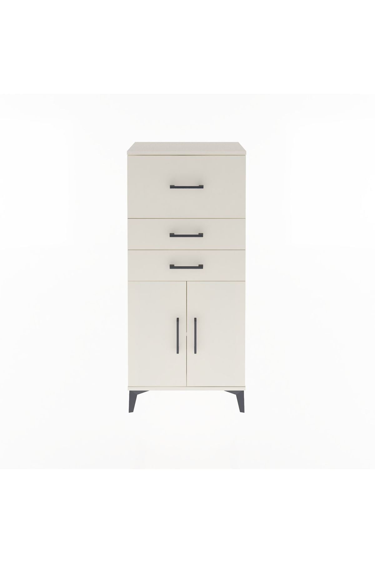 Arges Dolap Tek Raflı 3 Çekmeceli 2 Kapaklı 60x30x134 Aytaşı-Aytaşı