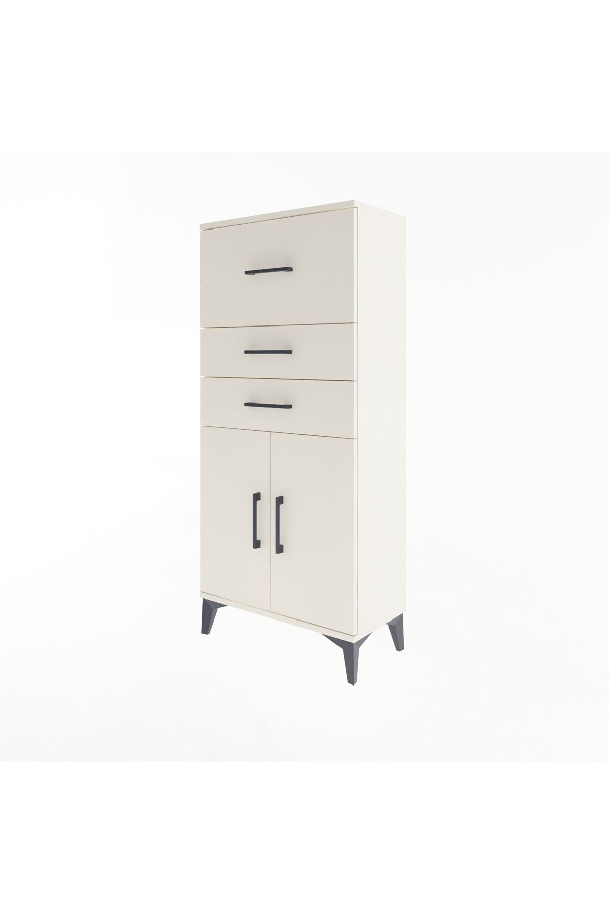 Arges Dolap Tek Raflı 3 Çekmeceli 2 Kapaklı 60x30x134 Aytaşı-Aytaşı