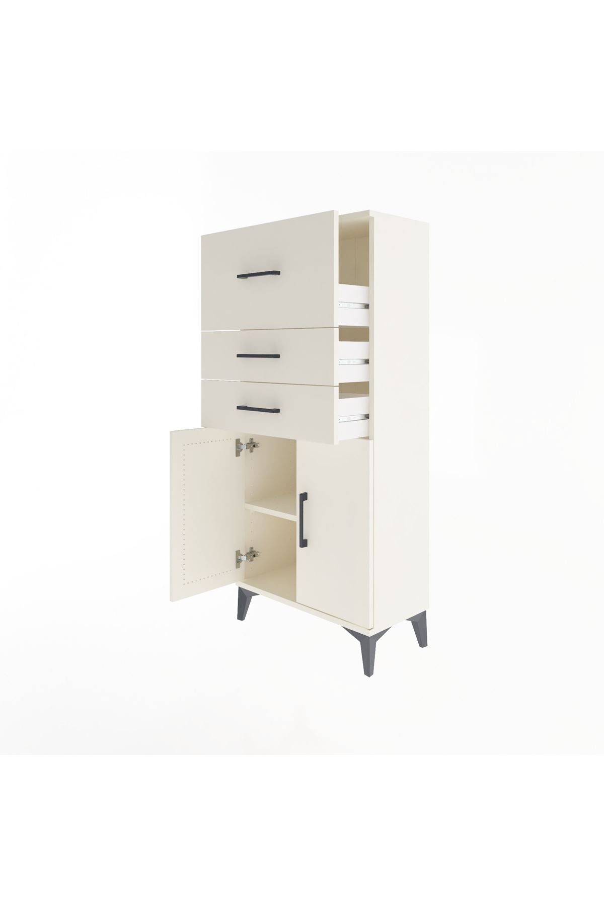 Arges Dolap Tek Raflı 3 Çekmeceli 2 Kapaklı 60x30x134 Aytaşı-Aytaşı