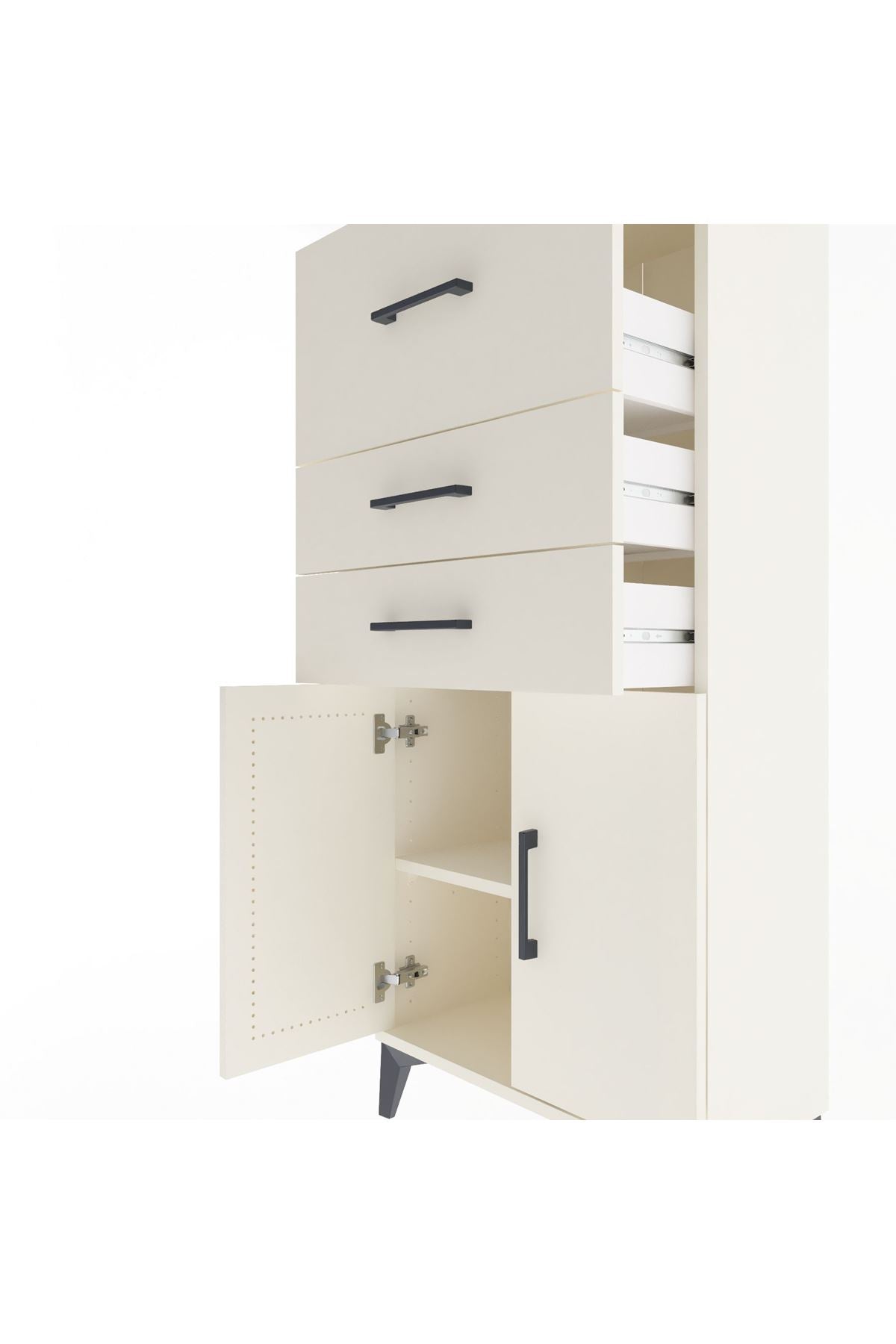 Arges Dolap Tek Raflı 3 Çekmeceli 2 Kapaklı 60x30x134 Aytaşı-Aytaşı