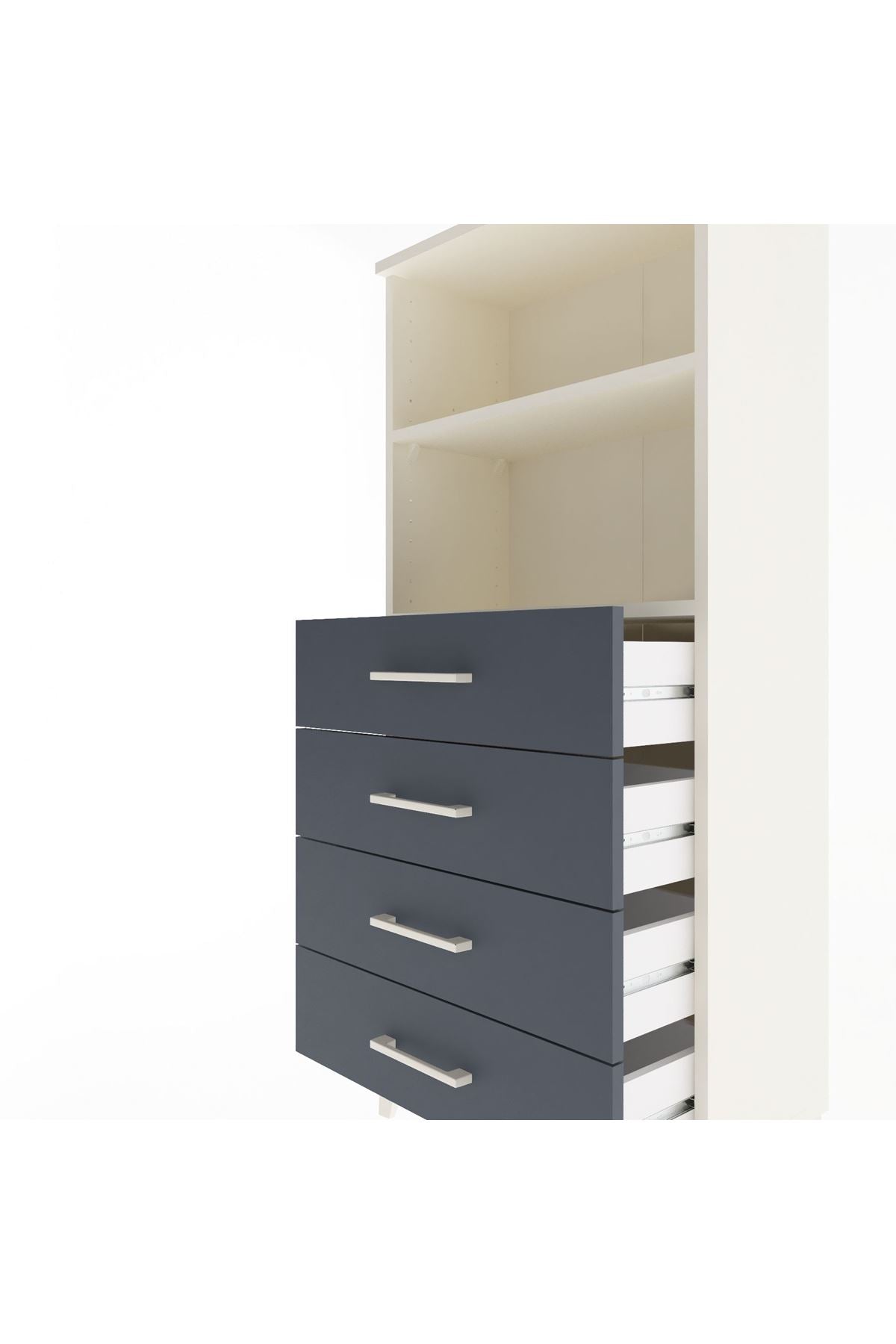 Arges Dolap 2 Raflı 4 Çekmeceli 60x30x134 Aytaşı-Antrasit