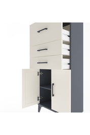 Arges Dolap Tek Raflı 3 Çekmeceli 2 Kapaklı 60x30x134 Antrasit-Aytaşı