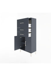 Arges Dolap Tek Raflı 3 Çekmeceli 2 Kapaklı 60x30x134 Antrasit-Antrasit