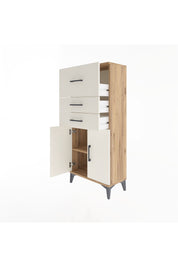 Arges Dolap Tek Raflı 3 Çekmeceli 2 Kapaklı 60x30x134 Çam-Aytaşı