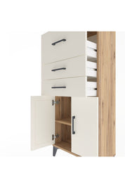 Arges Dolap Tek Raflı 3 Çekmeceli 2 Kapaklı 60x30x134 Çam-Aytaşı