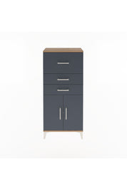 Arges Dolap Tek Raflı 3 Çekmeceli 2 Kapaklı 60x30x134 Çam-Antrasit