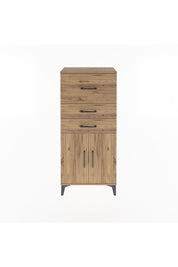 Arges Dolap Tek Raflı 3 Çekmeceli 2 Kapaklı 60x30x134 Çam-Çam