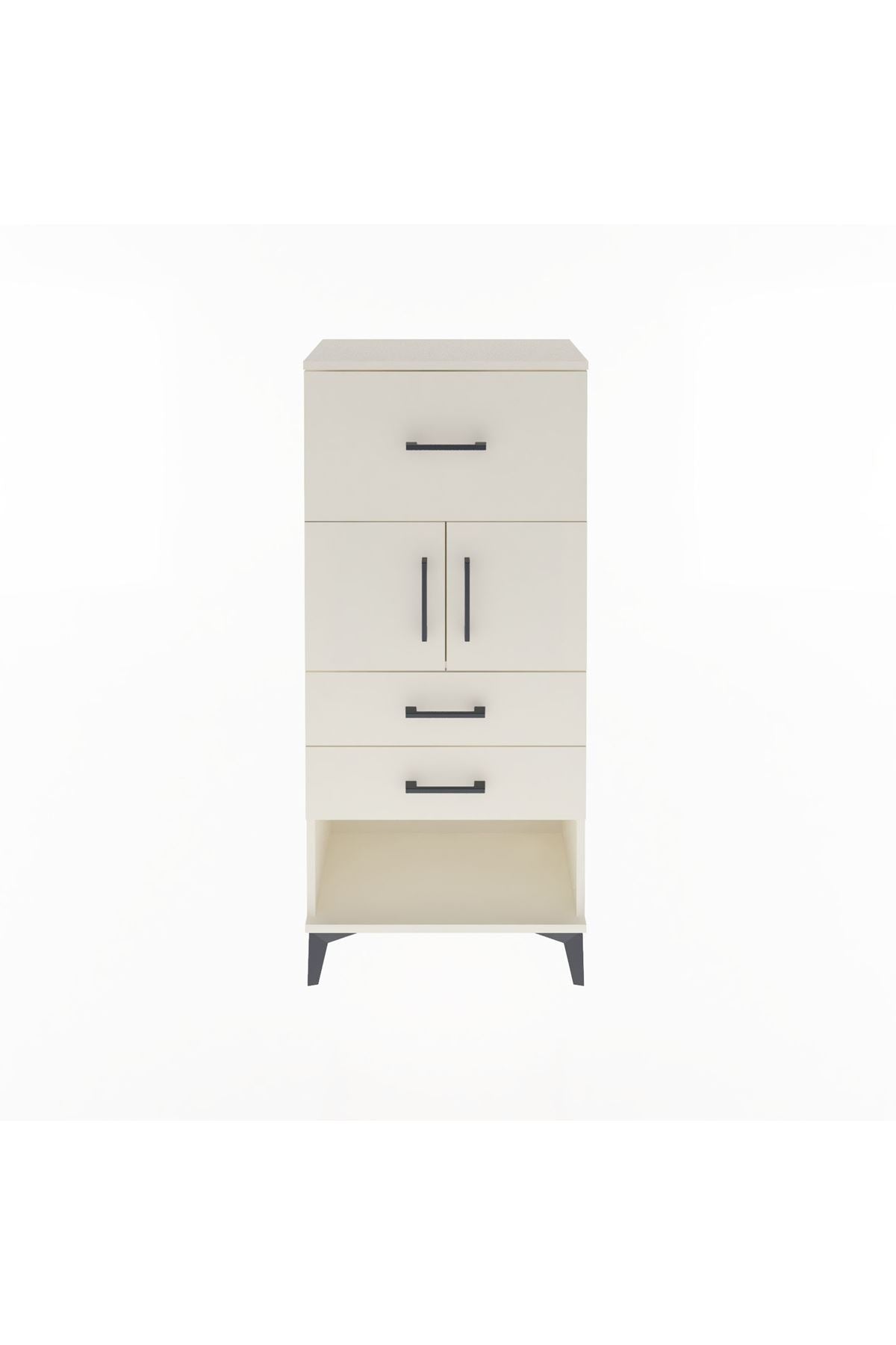 Arges Dolap Tek Raflı 3 Çekmeceli 2 Kapaklı 60x30x134 Aytaşı-Aytaşı