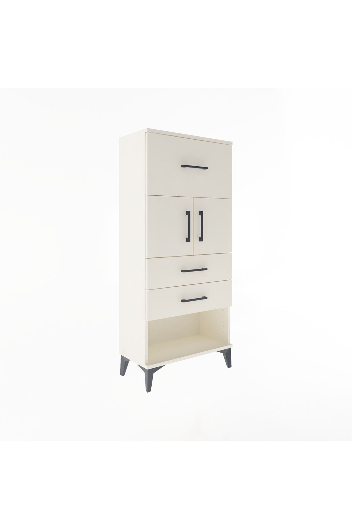 Arges Dolap Tek Raflı 3 Çekmeceli 2 Kapaklı 60x30x134 Aytaşı-Aytaşı