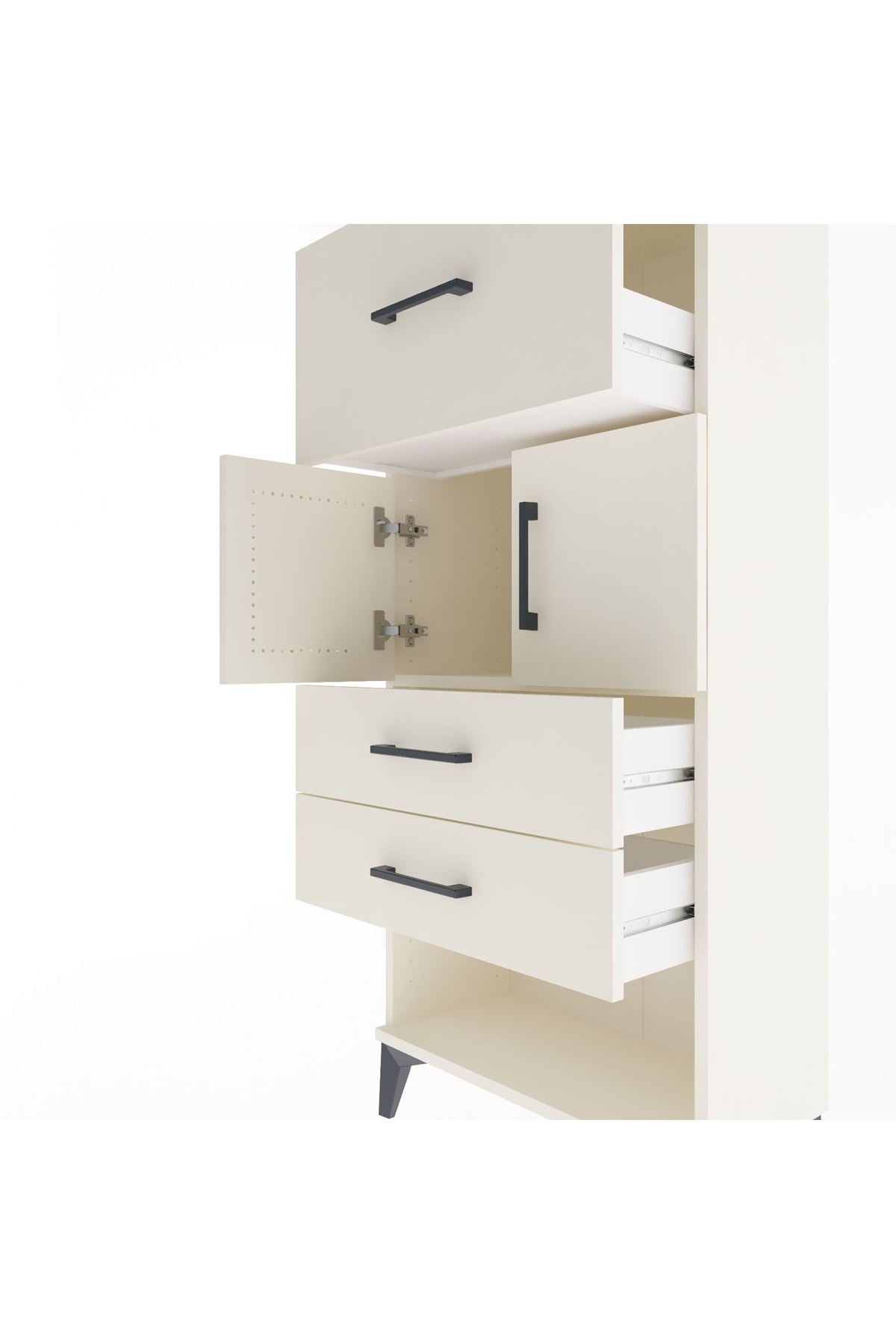 Arges Dolap Tek Raflı 3 Çekmeceli 2 Kapaklı 60x30x134 Aytaşı-Aytaşı