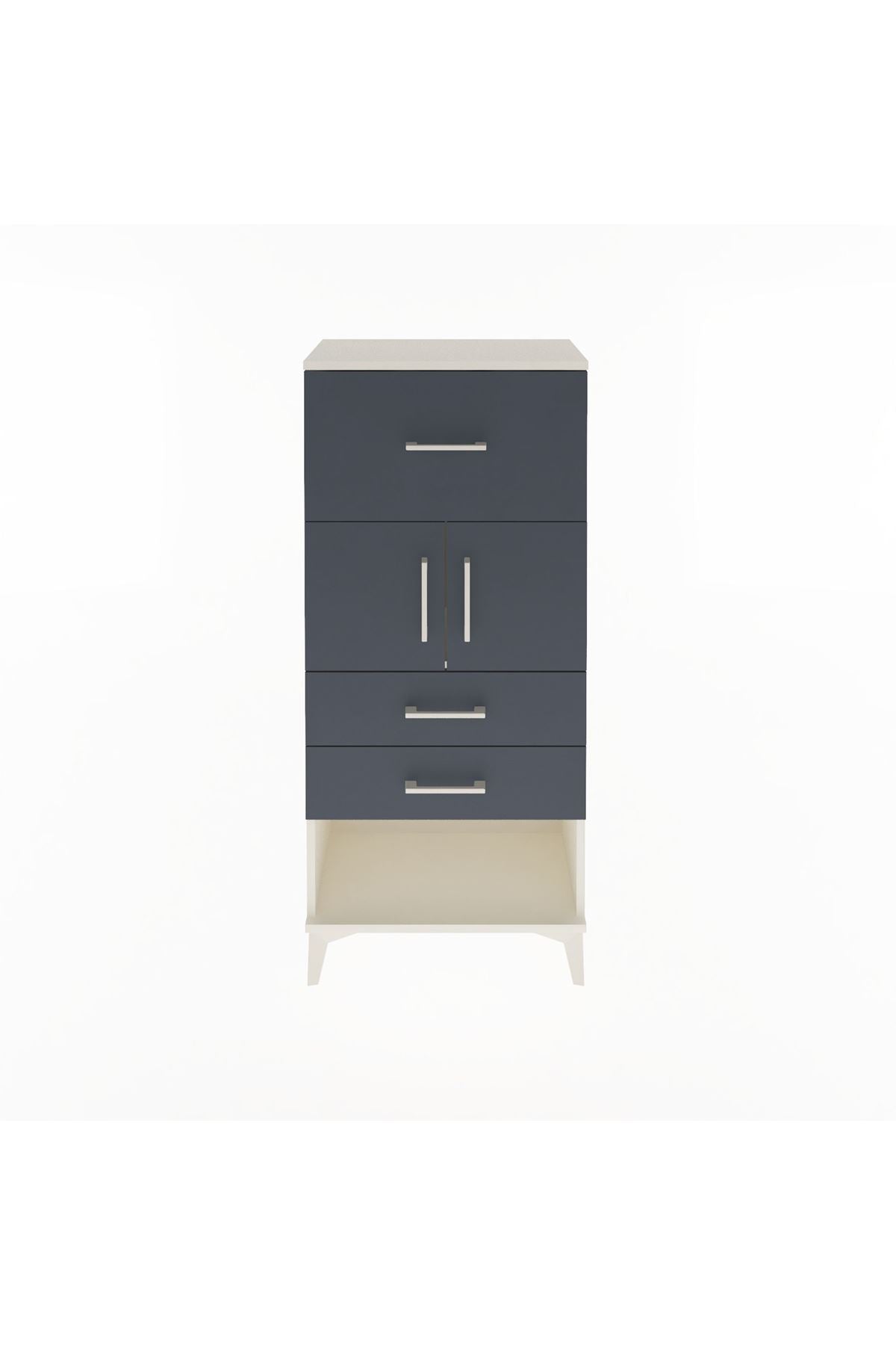 Arges Dolap Tek Raflı 3 Çekmeceli 2 Kapaklı 60x30x134 Aytaşı-Antrasit