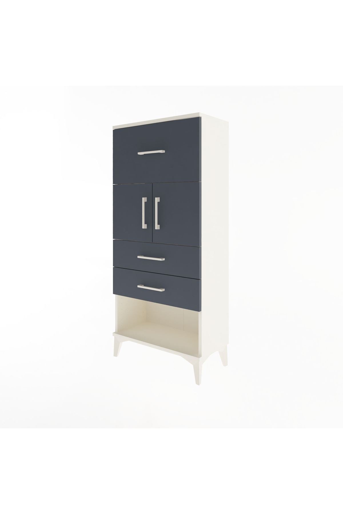 Arges Dolap Tek Raflı 3 Çekmeceli 2 Kapaklı 60x30x134 Aytaşı-Antrasit