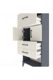 Arges Dolap Tek Raflı 3 Çekmeceli 2 Kapaklı 60x30x134 Antrasit-Aytaşı