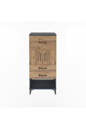 Arges Dolap Tek Raflı 3 Çekmeceli 2 Kapaklı 60x30x134 Antrasit-Çam