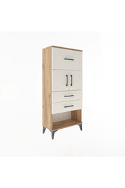 Arges Dolap Tek Raflı 3 Çekmeceli 2 Kapaklı 60x30x134 Çam-Aytaşı