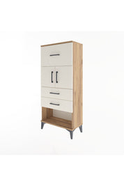 Arges Dolap Tek Raflı 3 Çekmeceli 2 Kapaklı 60x30x134 Çam-Aytaşı