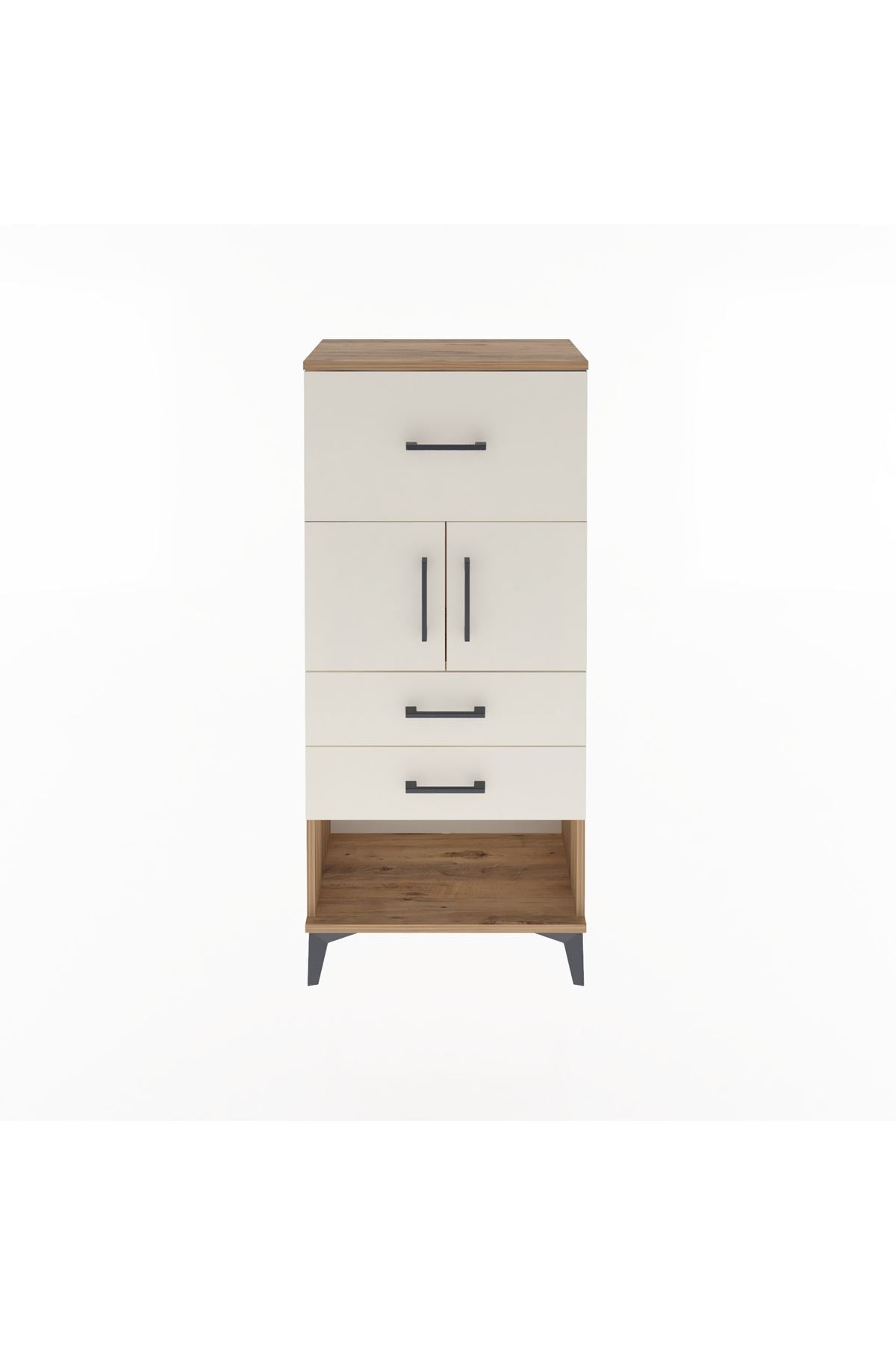 Arges Dolap Tek Raflı 3 Çekmeceli 2 Kapaklı 60x30x134 Çam-Aytaşı