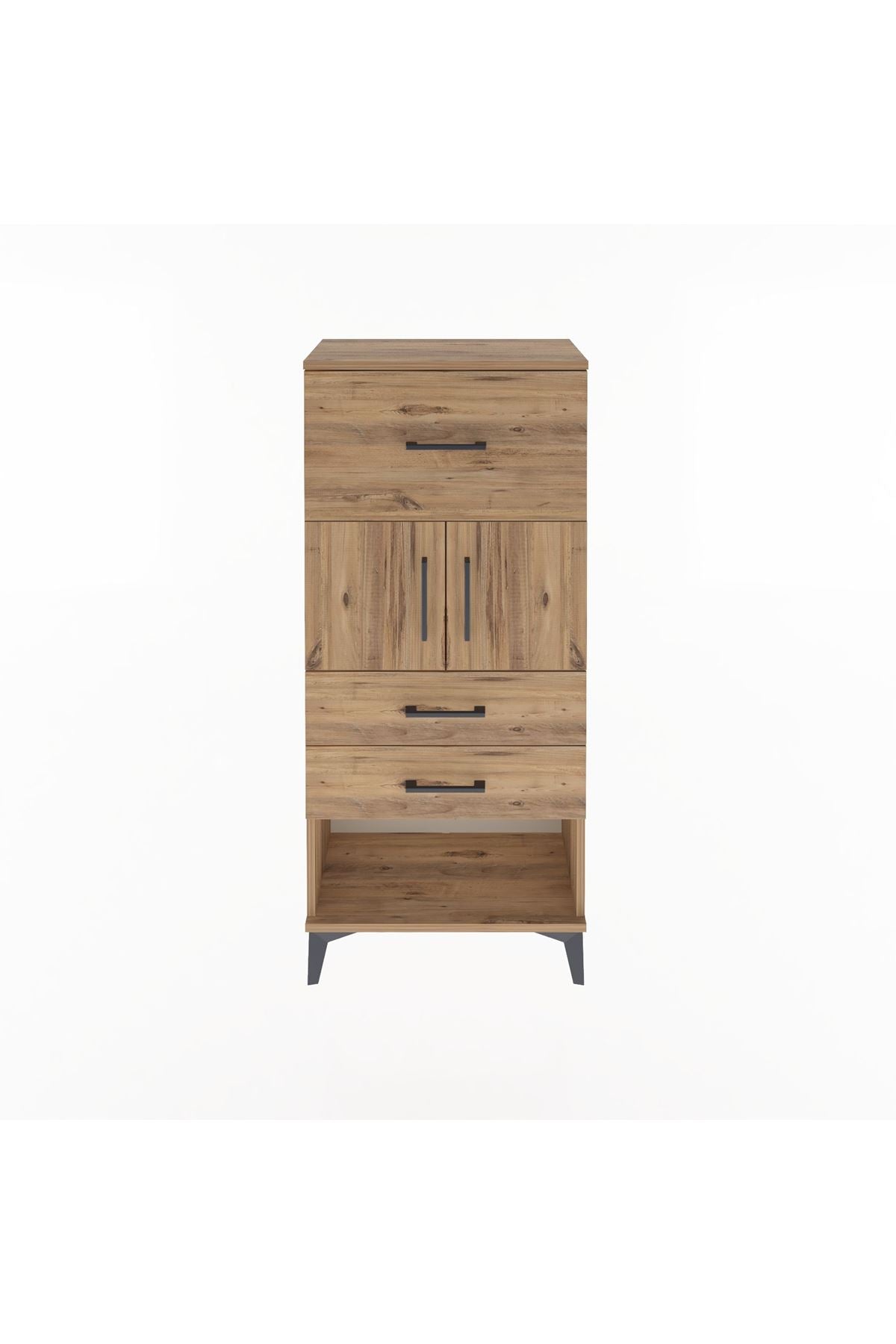 Arges Dolap Tek Raflı 3 Çekmeceli 2 Kapaklı 60x30x134 Çam-Çam