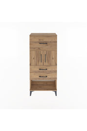 Arges Dolap Tek Raflı 3 Çekmeceli 2 Kapaklı 60x30x134 Çam-Çam