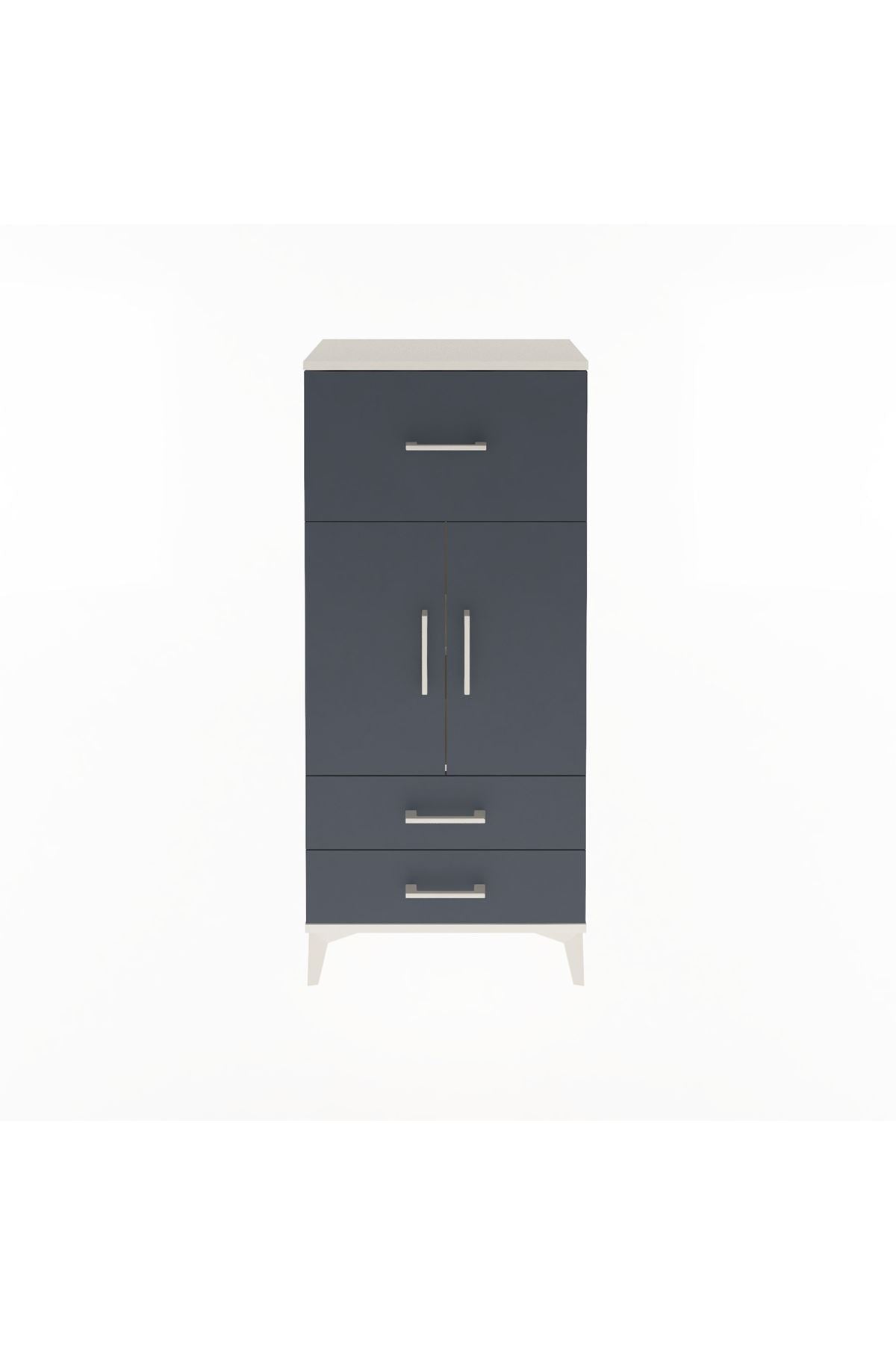 Arges Dolap 2 Raflı 3 Çekmeceli 2 Kapaklı 60x30x134 Aytaşı-Antrasit