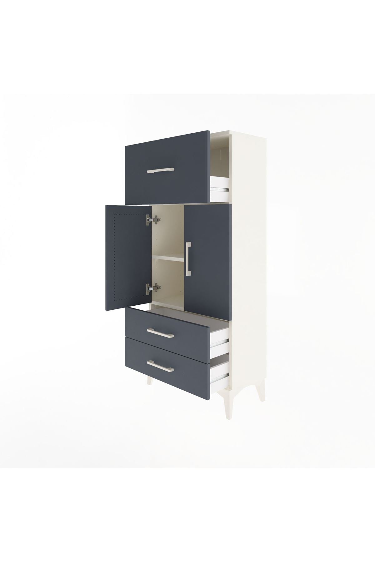 Arges Dolap 2 Raflı 3 Çekmeceli 2 Kapaklı 60x30x134 Aytaşı-Antrasit