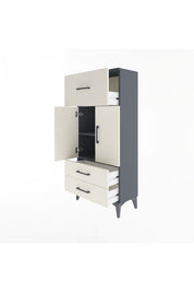 Arges Dolap 2 Raflı 3 Çekmeceli 2 Kapaklı 60x30x134 Antrasit-Aytaşı