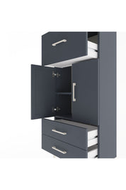 Arges Dolap 2 Raflı 3 Çekmeceli 2 Kapaklı 60x30x134 Antrasit-Antrasit