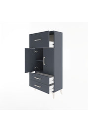Arges Dolap 2 Raflı 3 Çekmeceli 2 Kapaklı 60x30x134 Antrasit-Antrasit