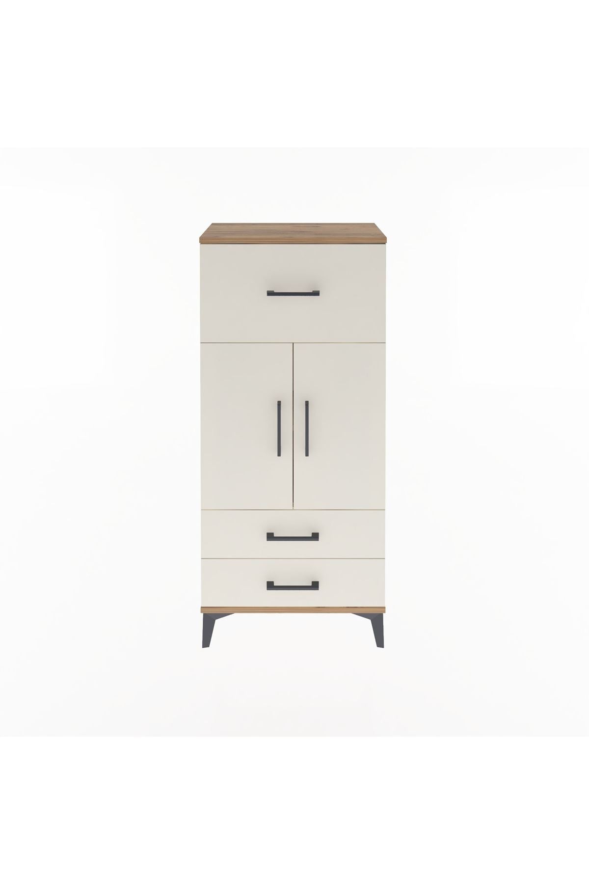 Arges Dolap 2 Raflı 3 Çekmeceli 2 Kapaklı 60x30x134 Çam-Aytaşı