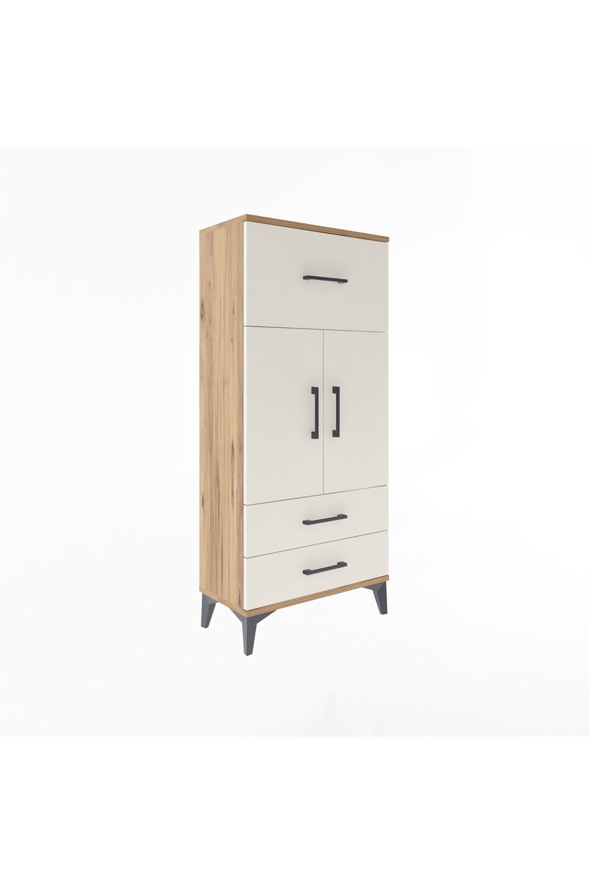 Arges Dolap 2 Raflı 3 Çekmeceli 2 Kapaklı 60x30x134 Çam-Aytaşı