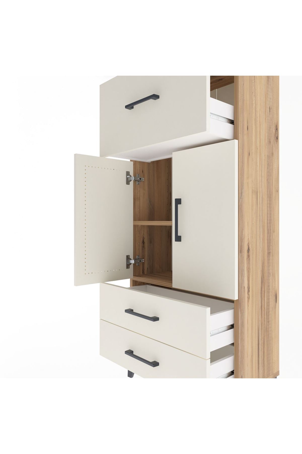 Arges Dolap 2 Raflı 3 Çekmeceli 2 Kapaklı 60x30x134 Çam-Aytaşı