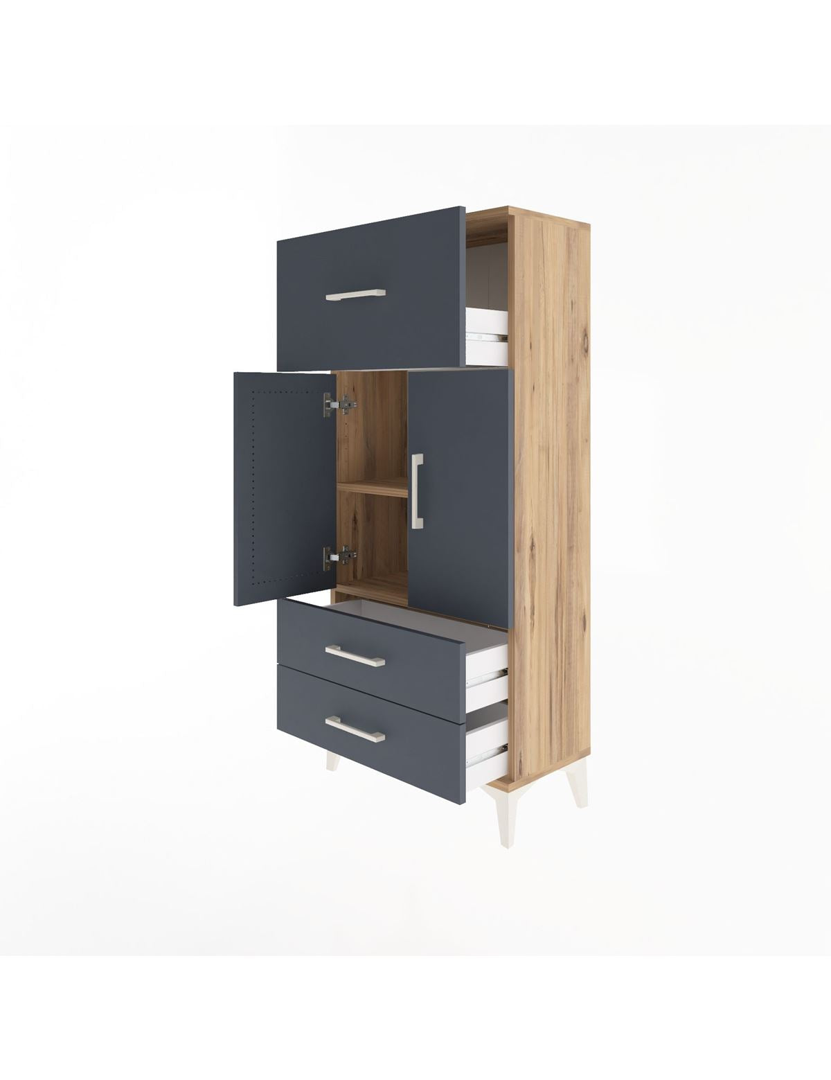 Arges Dolap 2 Raflı 3 Çekmeceli 2 Kapaklı 60x30x134 - S17M092V8A