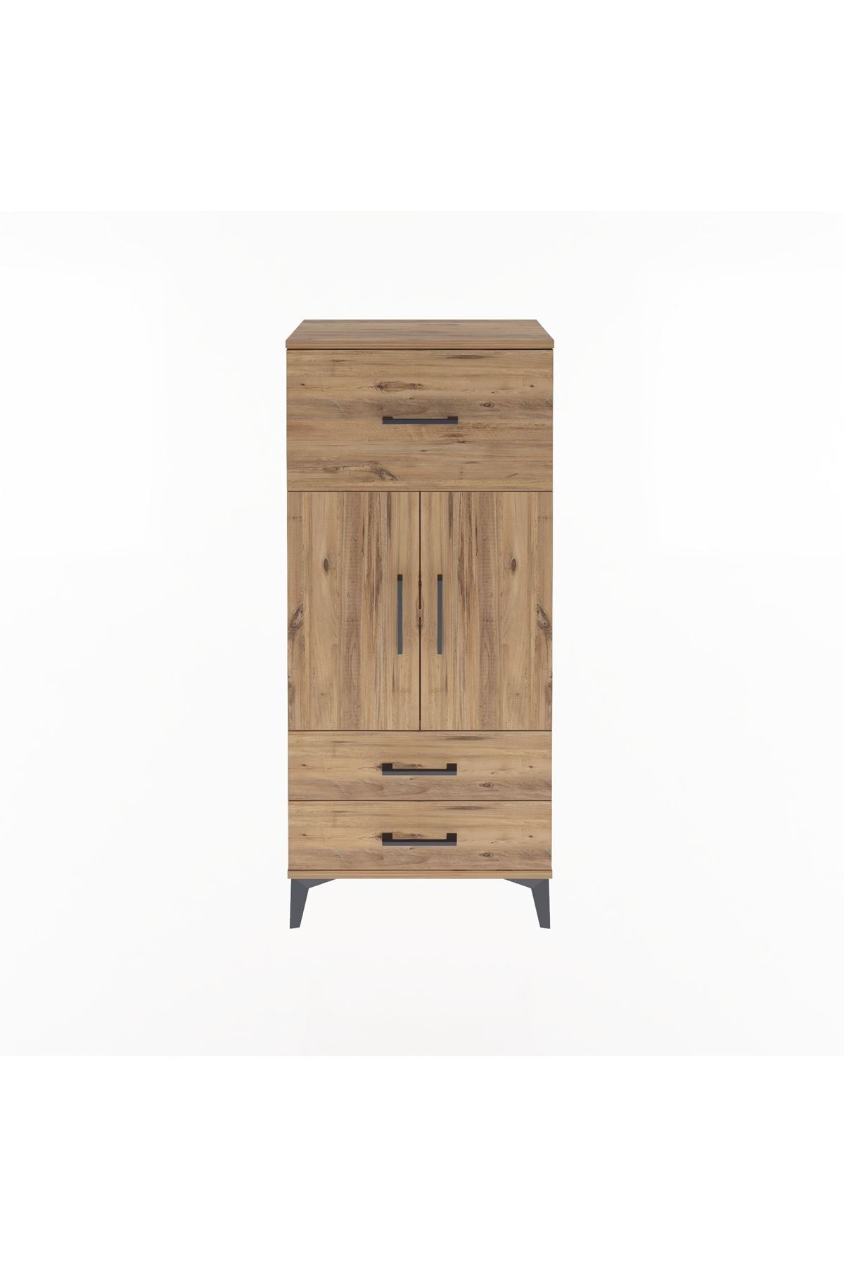 Arges Dolap 2 Raflı 3 Çekmeceli 2 Kapaklı 60x30x134 Çam-Çam