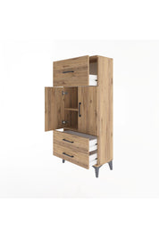Arges Dolap 2 Raflı 3 Çekmeceli 2 Kapaklı 60x30x134 Çam-Çam