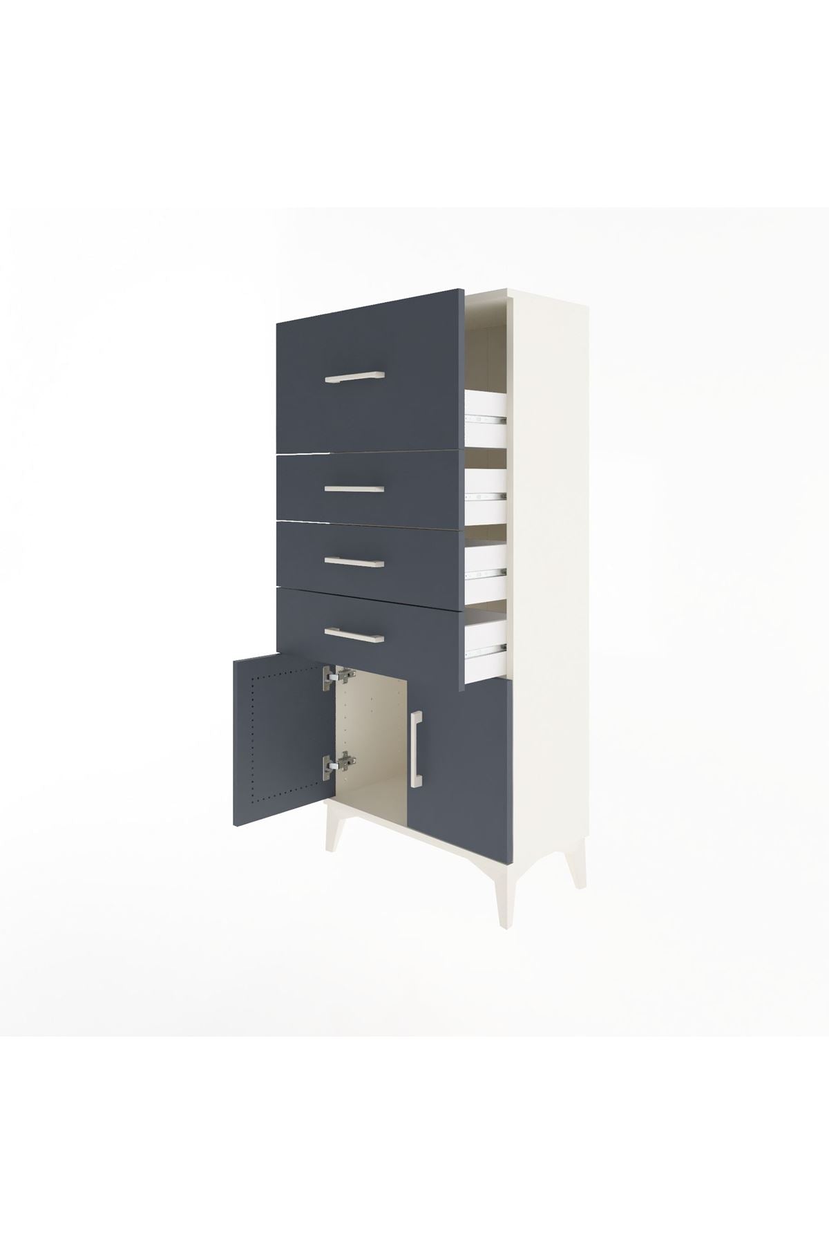 Arges Dolap 4 Çekmeceli 2 Kapaklı 60x30x134 Aytaşı-Antrasit