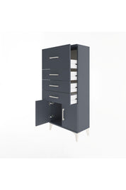 Arges Dolap 4 Çekmeceli 2 Kapaklı 60x30x134 Antrasit-Antrasit