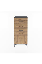 Arges Dolap 4 Çekmeceli 2 Kapaklı 60x30x134 Antrasit-Çam