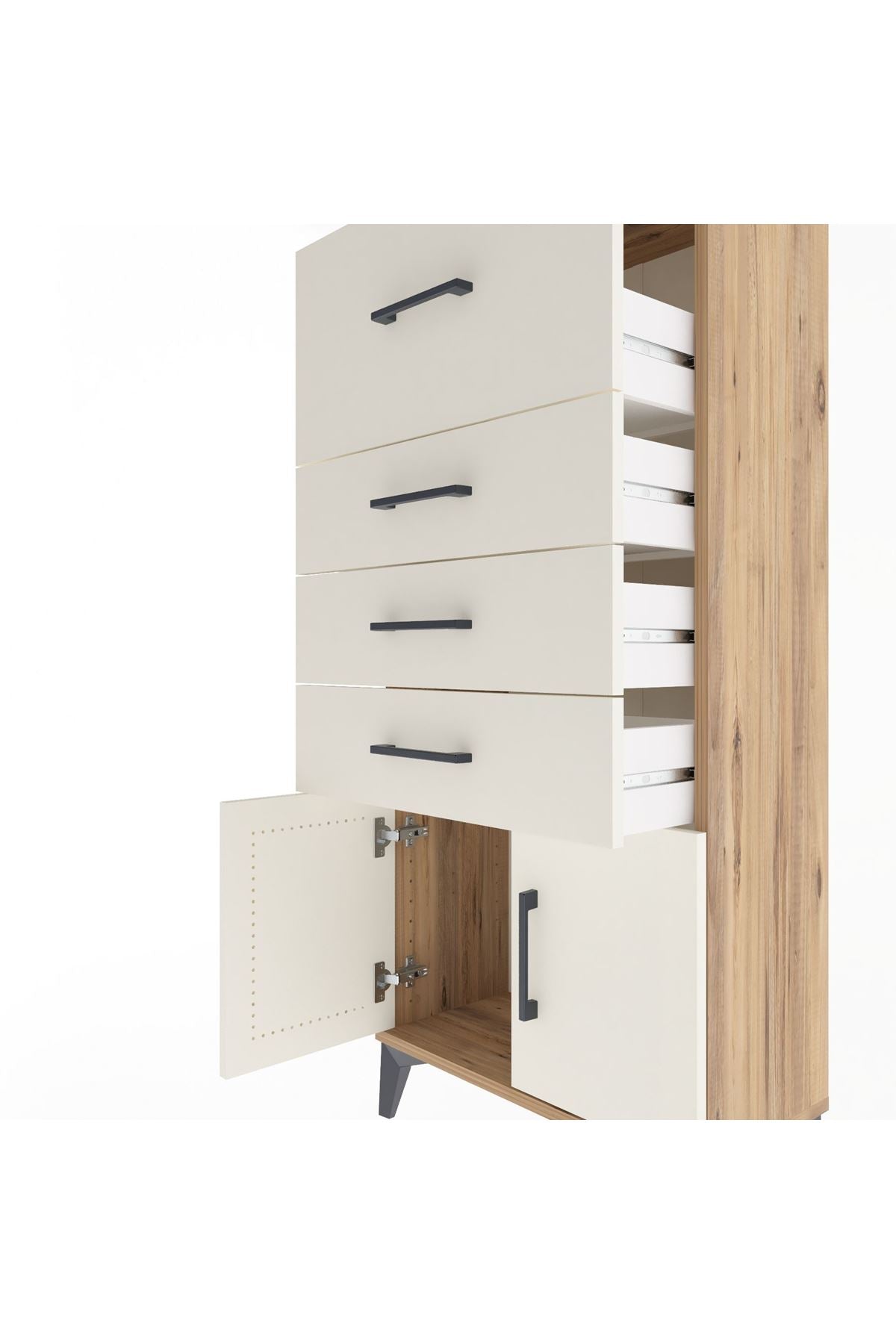 Arges Dolap 4 Çekmeceli 2 Kapaklı 60x30x134 Çam-Aytaşı