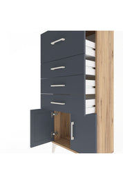 Arges Dolap 4 Çekmeceli 2 Kapaklı 60x30x134 Çam-Antrasit