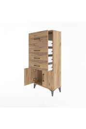 Arges Dolap 4 Çekmeceli 2 Kapaklı 60x30x134 Çam-Çam