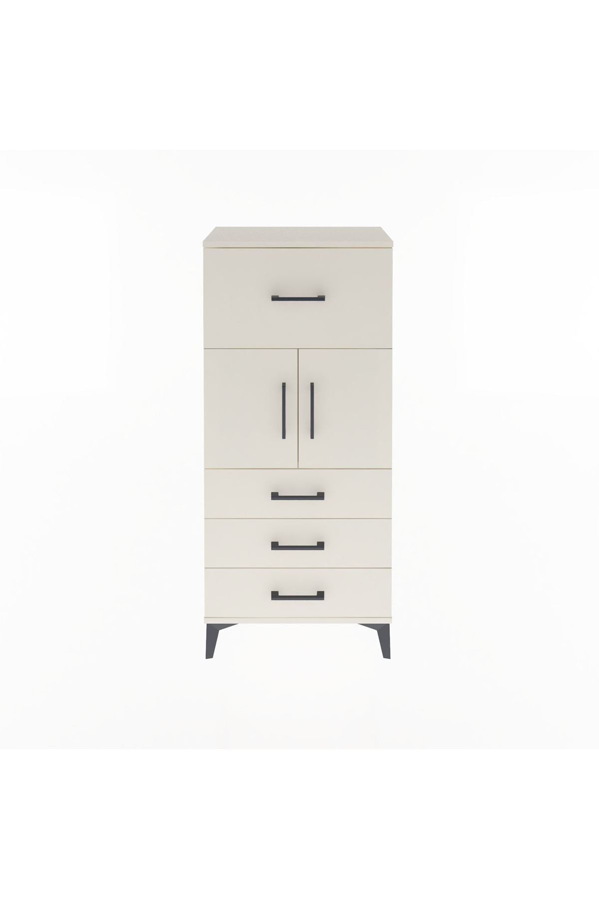 Arges Dolap Tek Raflı 4 Çekmeceli 2 Kapaklı 60x30x134 Aytaşı-Aytaşı