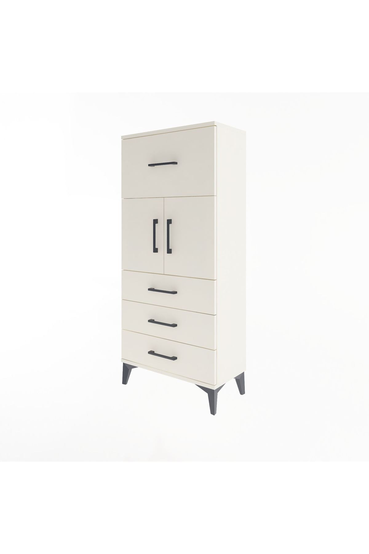Arges Dolap Tek Raflı 4 Çekmeceli 2 Kapaklı 60x30x134 Aytaşı-Aytaşı