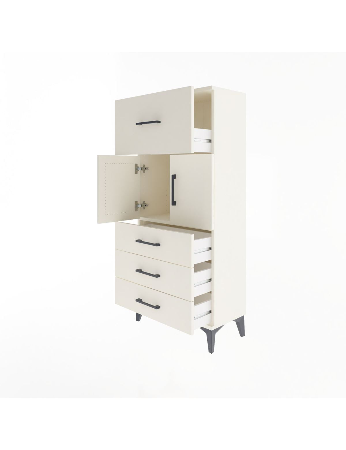 Arges Dolap Tek Raflı 4 Çekmeceli 2 Kapaklı 60x30x134 - S17M094V1A
