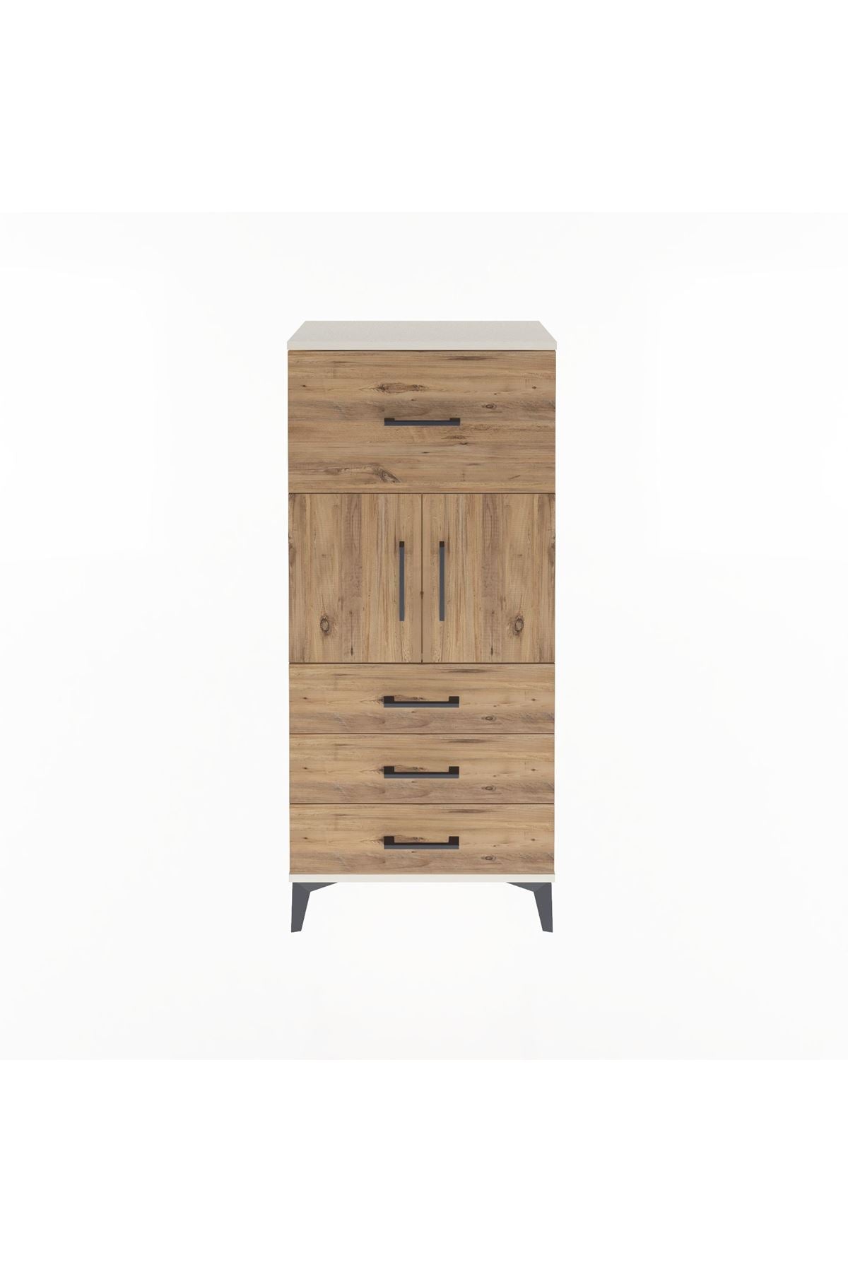 Arges Dolap Tek Raflı 4 Çekmeceli 2 Kapaklı 60x30x134 Aytaşı-Çam