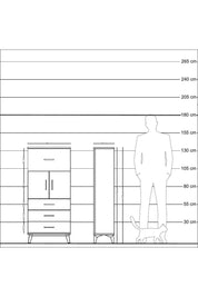 Arges Dolap Tek Raflı 4 Çekmeceli 2 Kapaklı 60x30x134 Aytaşı-Çam