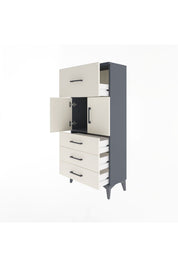 Arges Dolap Tek Raflı 4 Çekmeceli 2 Kapaklı 60x30x134 Antrasit-Aytaşı