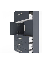 Arges Dolap Tek Raflı 4 Çekmeceli 2 Kapaklı 60x30x134 Antrasit-Antrasit